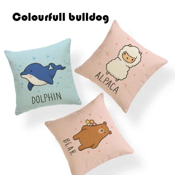 

Cartoon Animals Throw Pillows Flowers Bee Cat Fox Flamingo Caticorn Sofa Decor Cushion Cover Giraffe Octopus Panda Pillowcases
