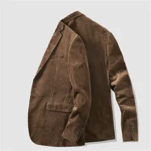 Весна Повседневное Блейзер Для мужчин Повседневное пиджак вельвет тонкий цельный одноцветное Цвет хлопок Мода Бизнес костюмы для маленьких Ds50314