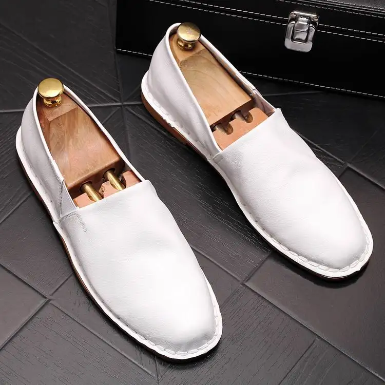 

ERRFC Fashion Men White Loafer Shoes Slip On Comfort Man Daily Trending Leisure Shoes Concise Flat With Man Casual Shoes Black