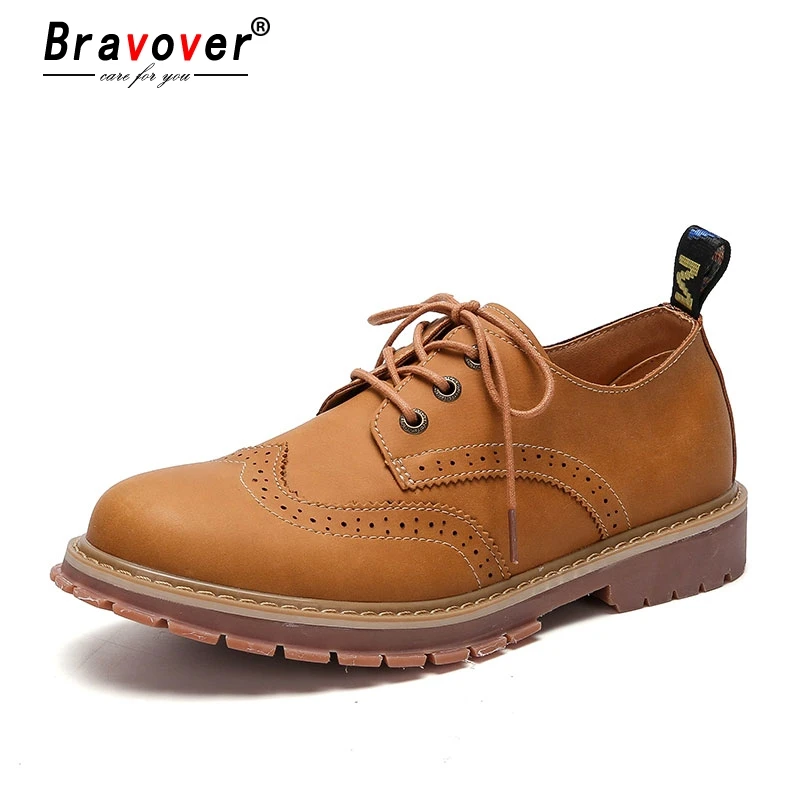 

Bravover 2018 Winter Fashion Men Leather Brogue Shoes Timber Land Shoes Casual Work Shoes Safety Shoes High Quality