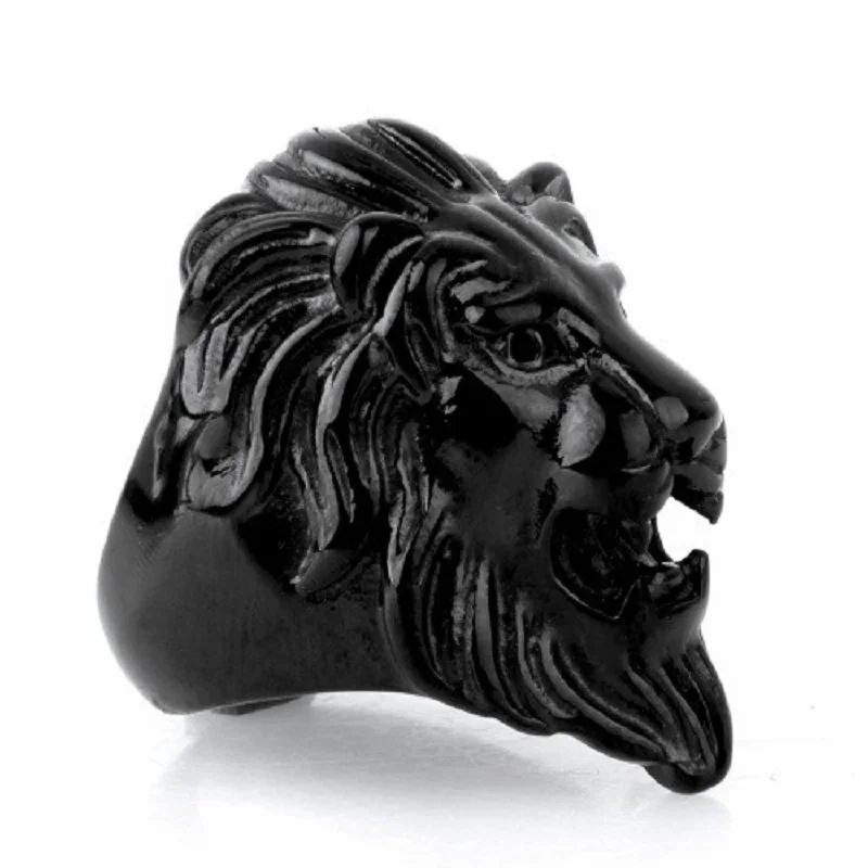 

Men's Black Stainless Steel Lion King Head Ring Cool Fashion Jewelry