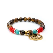 Faitheasy Природный Тигровый глаз шарик Сплав 3d символ Обрезка из пенделока бусы браслет