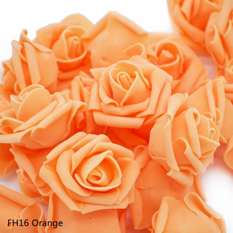 4 см многоцветная ПЭ пена роза цветы голова для свадьбы автомобиля украшение комнаты на свадьбу DIY искусственный цветок гирлянда декоративное ремесло - Цвет: FH16 Orange