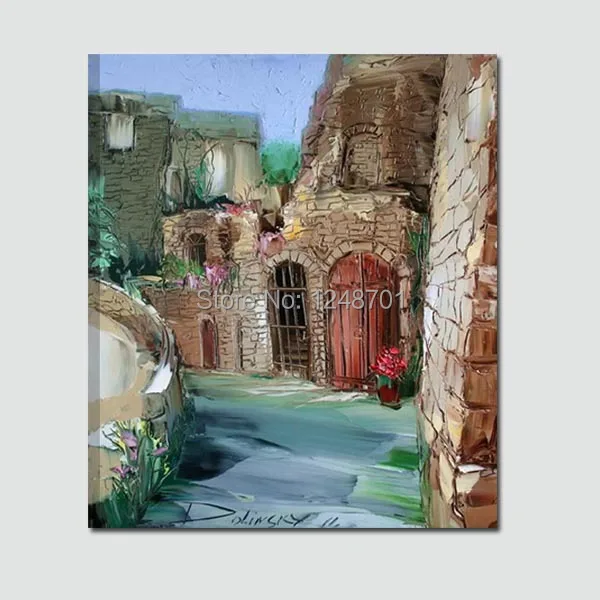 

Modern building palette knife oil painting on canvas for home decor