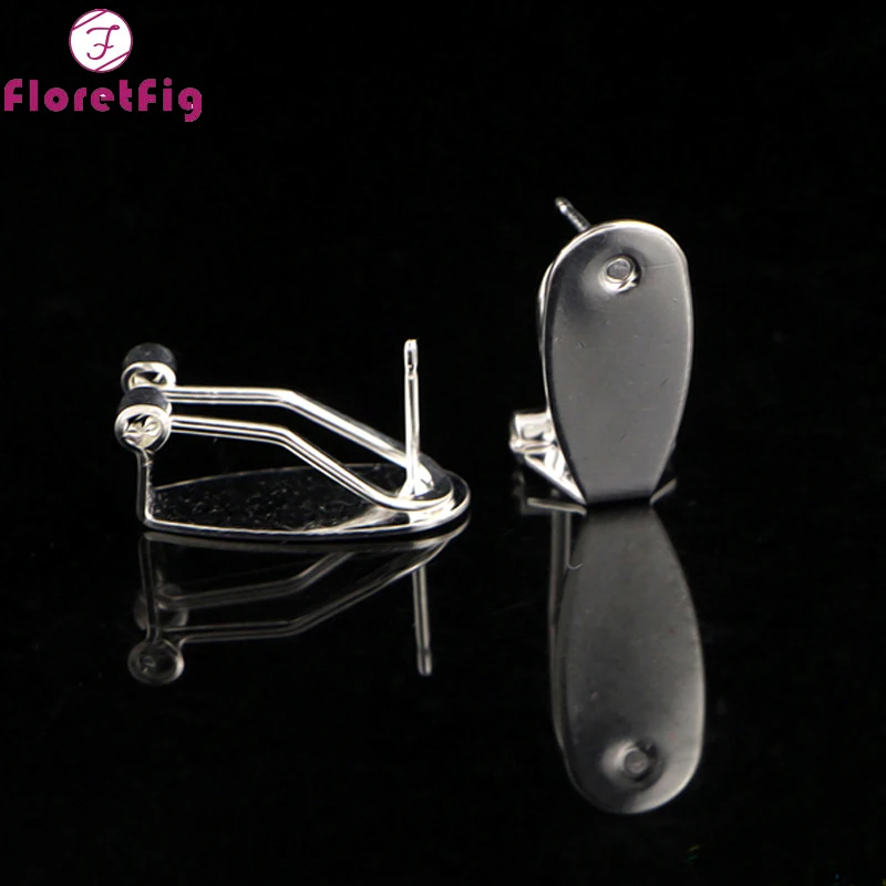 Buy 20pieces=10 pairs Fingernail Posts Earrings silver and gold two colors Clip