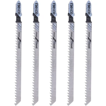 

5 Pcs T301CD HCS 116mm T-Shank Jig Saw Blades Clean For Wood Fast Cutting
