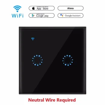 

Hyleton Smart home WiFi Touch Switch Wireless Wall Touch& Phone APP control EU/UK type 1 2 3 gang for Android iOS Glass Panel