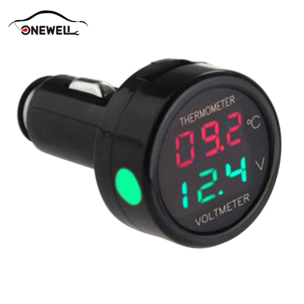 ONEWELL 2 в 1 DC 12 В 24 цифровой автомобильный Вольтметр термометр измеритель