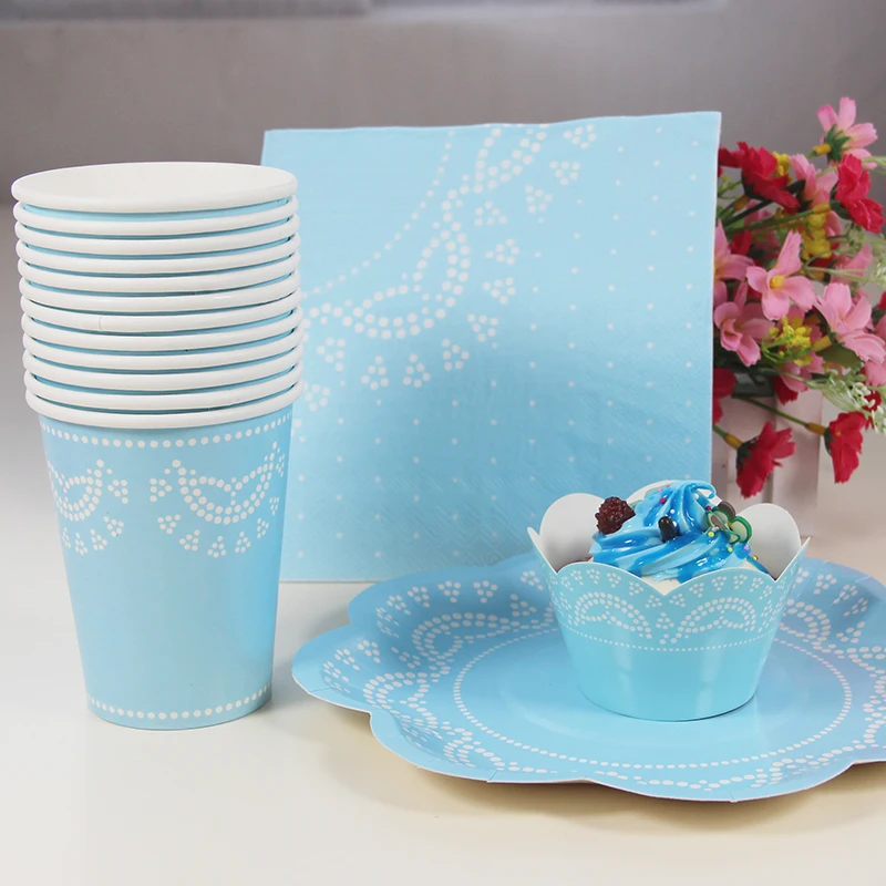 Blue Disposable Tableware Sets Birthday Party Decorations Kids Party