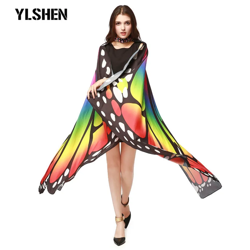 Women Butterfly Wings cosplay costume Pashmina Shawl Scarf Nymph Pixie Poncho Accessory