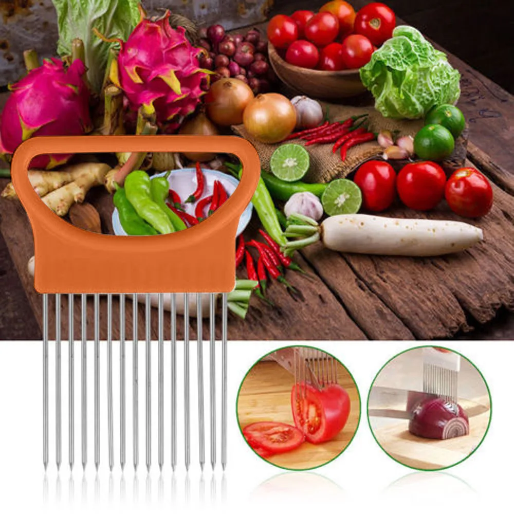 Томатный лук овощи слайсер режущий держатель для помощи руководство резак для нарезки безопасная вилка* 30 hogar cocina кухонная утварь A30612