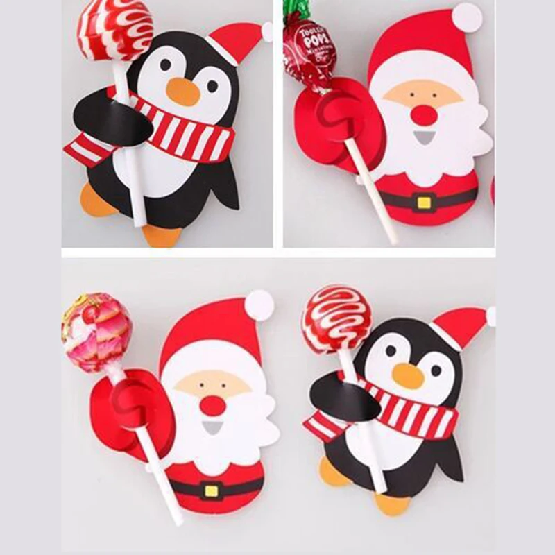50 шт. Санта Клаус Пингвин леденец из бумаги карты Рождественский подарок конфеты для детей День рождения конфеты украшения