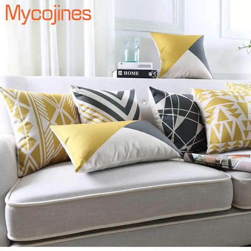 New Nordic Pillowcase Yellow Geometric Decorative Cushion Cover Geometric Decorative Cushion Cover