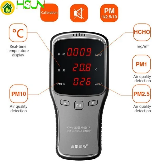 

6-in-1 WP6910 PM1.0 PM2.5 PM10 Meter HCHO Meter Air Detector with Rechargeable Lithium Battery