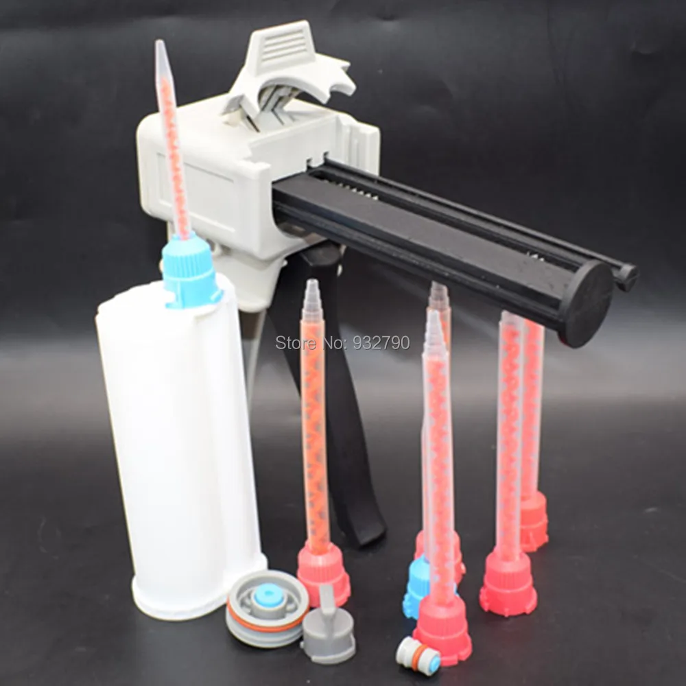 10:1 50ml Dispensing Gun Caulking Gun Applicator + 5pcs 10:1 Epoxy Resin Dispenser Mixer Mixing Nozzle + 50ml 1:10 Cartridge