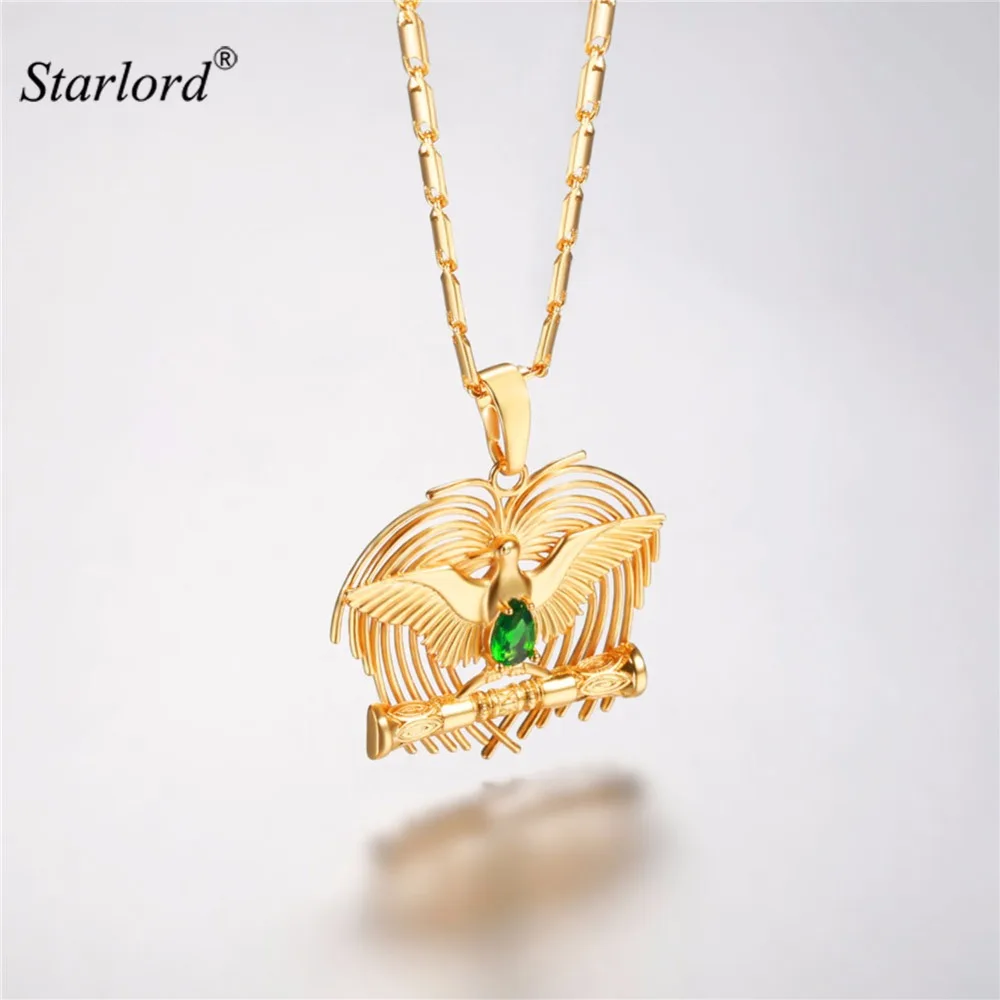Bird of Paradise Pendant Necklace Gold Color Australia/Indonesia/Papua