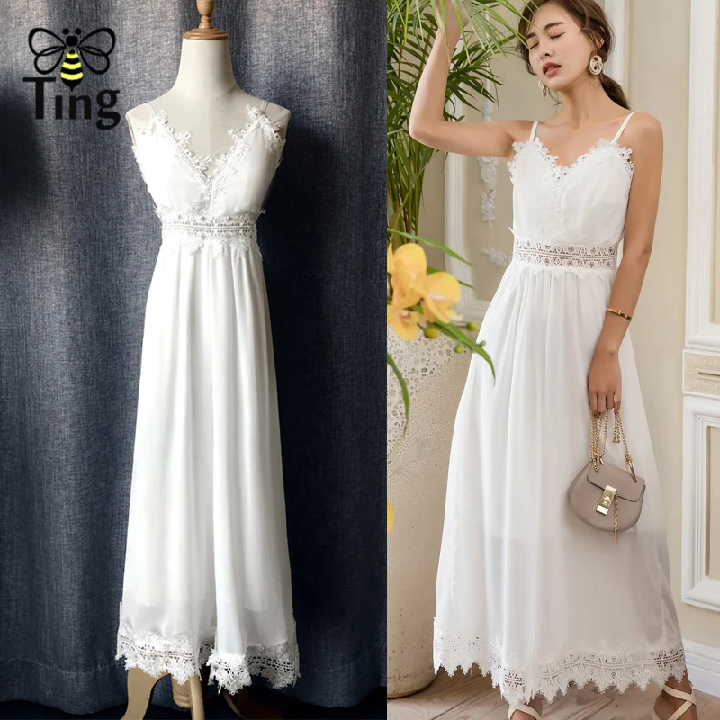 

Tingfly Boho lace patchwork strap hollow out jumpsuit women Sexy v neck wide leg loose jumpsuit 2018 summer beach playsuit