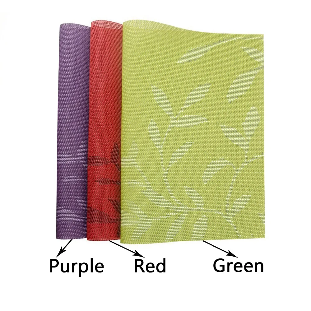 Set of 4 PVC Flower Pattern Placemats for Dining Table Runner Linens place mat in Kitchen Accessories Cup Wine mat