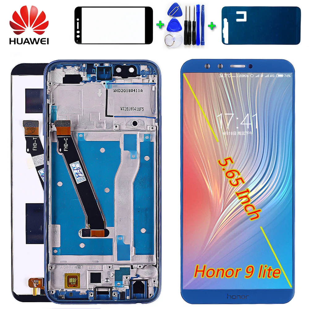 

Huawei Honor 9 lite 5.65 inch lcd Display Huawei Honor 9 Youth Edtion Touch screen Digitizer Assembly Frame with Free Tools
