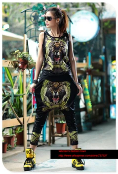 

Women's suits harajuku plus size clothing tracksuit for women 3D tiger print tank top hip hop Harem pants two piece set