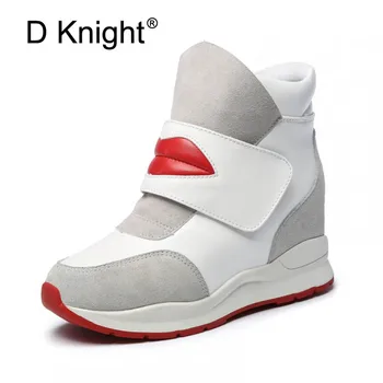 

New Fashion Red Lips Ankle Boots For Women Casual Winter Snow Ankle Boots Women's Platform Height Increasing Wedges Boots