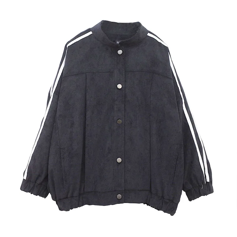 New Striped Jacket Fashion Oversize Casual Women Harajuku Basic Jackets And Coats Ladies Autumn Winter