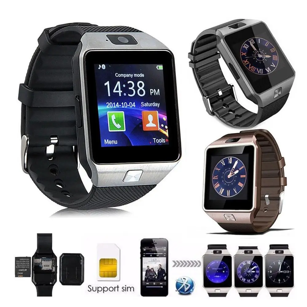 Умные часы DZ09 Цифровые мужские для Apple iPhone Samsung Android мобильный телефон Bluetooth SIM TF