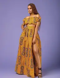 Африканский женский новый 2019 летний народный стиль печатный укороченный топ с сексуальными рукавами-фонариками