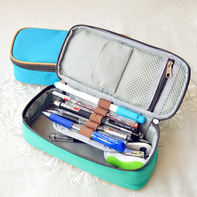 

New Korea Magic Channel Large Capacity Multifunctional Canvas Pencil Cases Leather Pen Bags Box for Boys Girls School Stationery