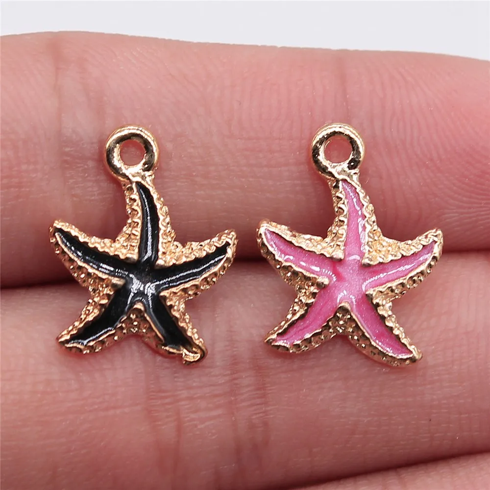 

WYSIWYG 15pcs 2 Colors Enamel Starfish Charm Pendant DIY Handmade Jewelry Accessories KC Gold Color 17x14mm