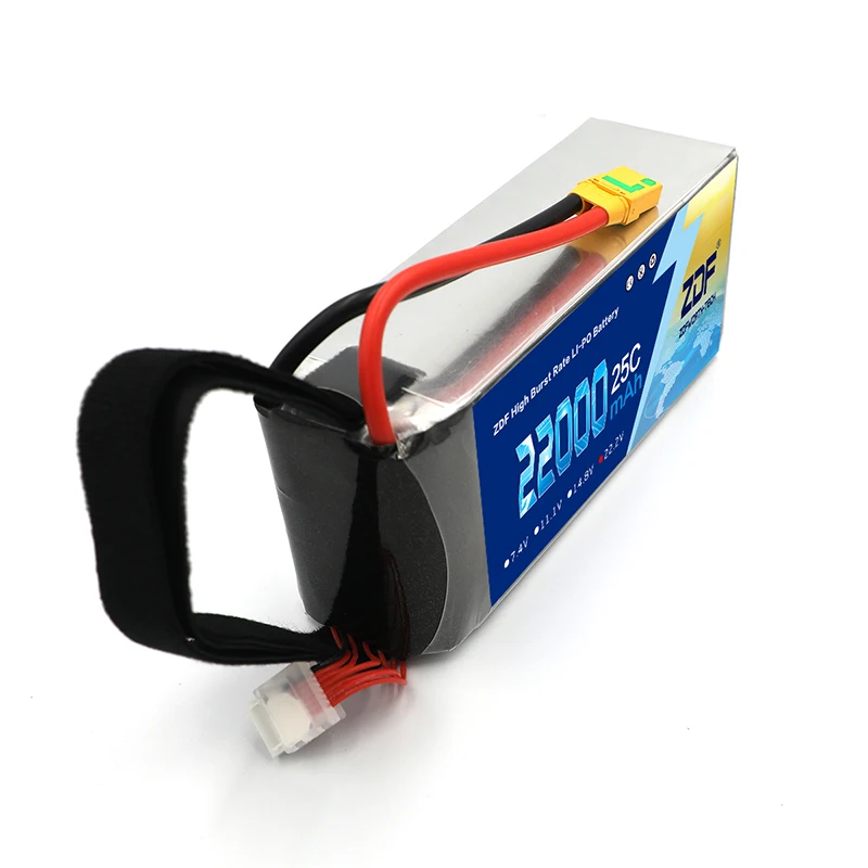 8 шт.(2 коробки) ZDF 6S 22,2 V LiPo аккумулятор 22000mAh 25C с разъемом XT90/AS150/XT150/XT90-S для беспилотного дрона