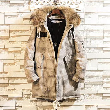 

Japanese Tooling Wind Long Cotton Coat Male Loose Casual Camouflage Tooling Cotton Cothing Super Personality Handsome Coat