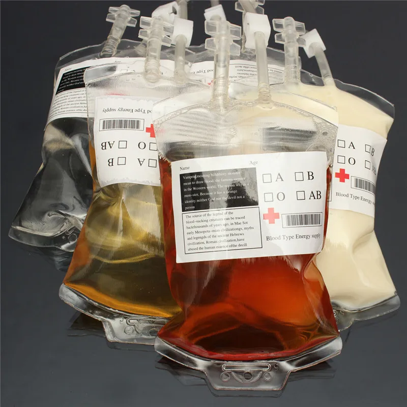 5 шт./компл. прозрачный пищевой ПВХ материал многоразовый пакетик для энергетических напитков сумка для Хэллоуина реквизит вампира