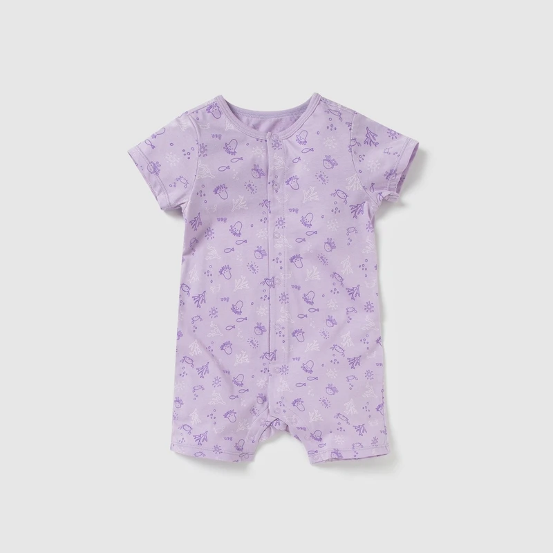 BalabalaBaby/ г. Летние комбинезоны с цветочным рисунком; высококачественная одежда для детей; одежда для маленьких девочек и мальчиков; тонкий комбинезон - Цвет: Purple and white