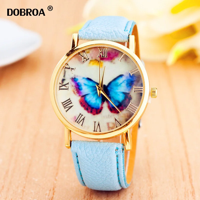 

DOBROA Women Watches Orologi Donna Zegarek Damski Butterfly 2018 Brand Luxury Gold Round Fashion Wristwatch Female Quartz Watch