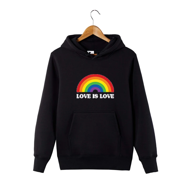 Новейшая толстовка с капюшоном Love Is Love, толстовка с капюшоном для геев - Цвет: Черный