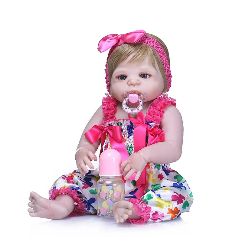 

2018 New 56CM/22inch 3D Jointed Reborn Doll Soft Vinyl Newborn Baby Lifelike Dolls Playmate