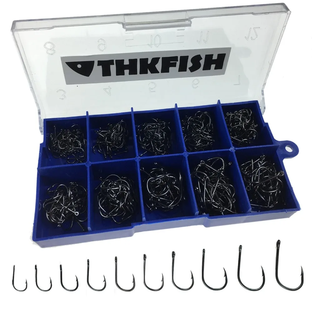 500Pcs/Set 3 12 Carp Fishing Hook Set Black Fishhook Tackle With Box