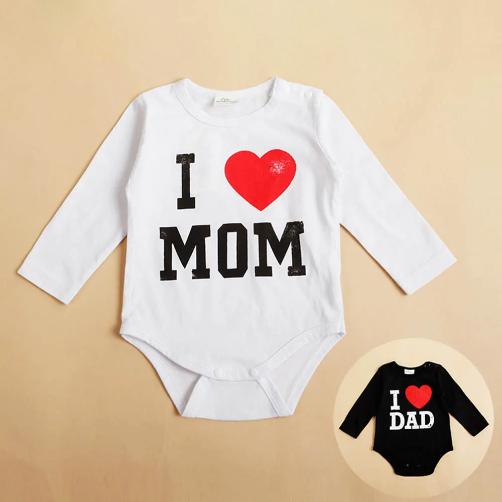 Детский комбинезон с принтом I Love MOM/DAD|Ромперы| |