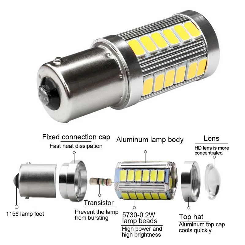 2 шт. 1156 1157 BAU15S 33SMD 5630 5730 СВЕТОДИОДНЫЙ Автомобильный задний фонарь тормозной