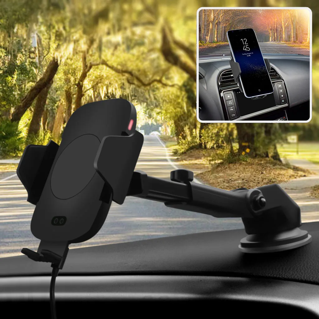Быстрое беспроводное зарядное устройство Qi с возможностью поворота на 360 градусов, автомобильный держатель для выхода воздуха для iPhone samsung, зарядное устройство для мобильного телефона s