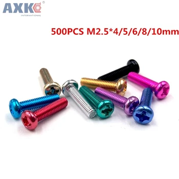 

AXK M3*5/6/8/10/12/16/20mm 500pcs colourful aluminum phillips pan head machine screw