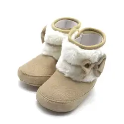 Зимние Детские теплые вязаные флисовые ботинки для маленьких девочек Шерсть Зимние пинетки обувь пинетки
