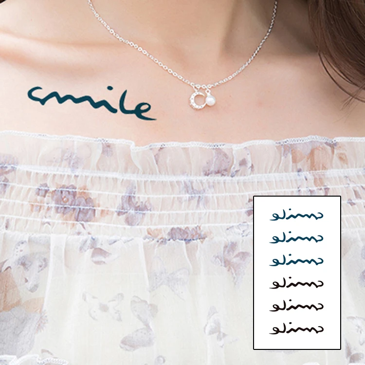 6 узоров синие черные SMILE word абсолютно новые модные водонепроницаемые временные