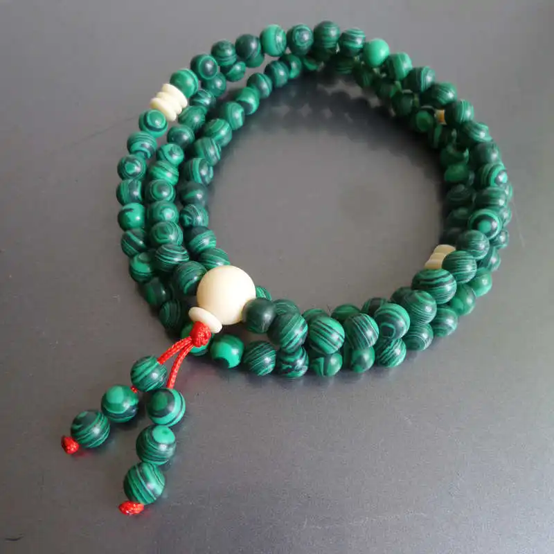 

BRO975 Girls Summer Stone Bracelets Simulate Malachite 108beads