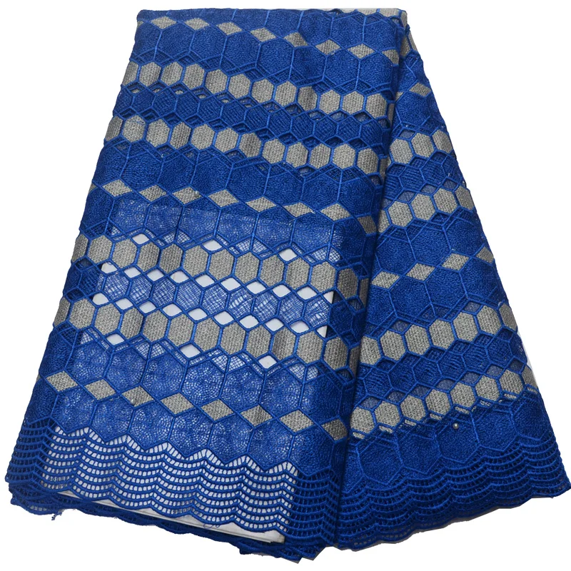 

(5yards/pc) 2018 latest African guipure lace royal blue big cord lace fabric high quality for party dress WLP843