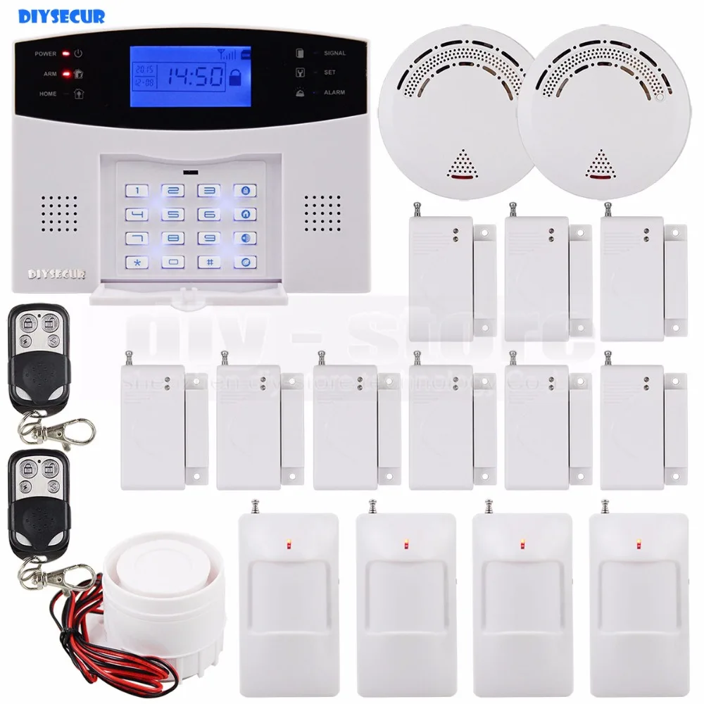 

DIYSECUR 4-Bands 850/900/1800/1900MHz Gsm Sms Security Instruder Alarm System Lcd Home with 7 Wired Zones