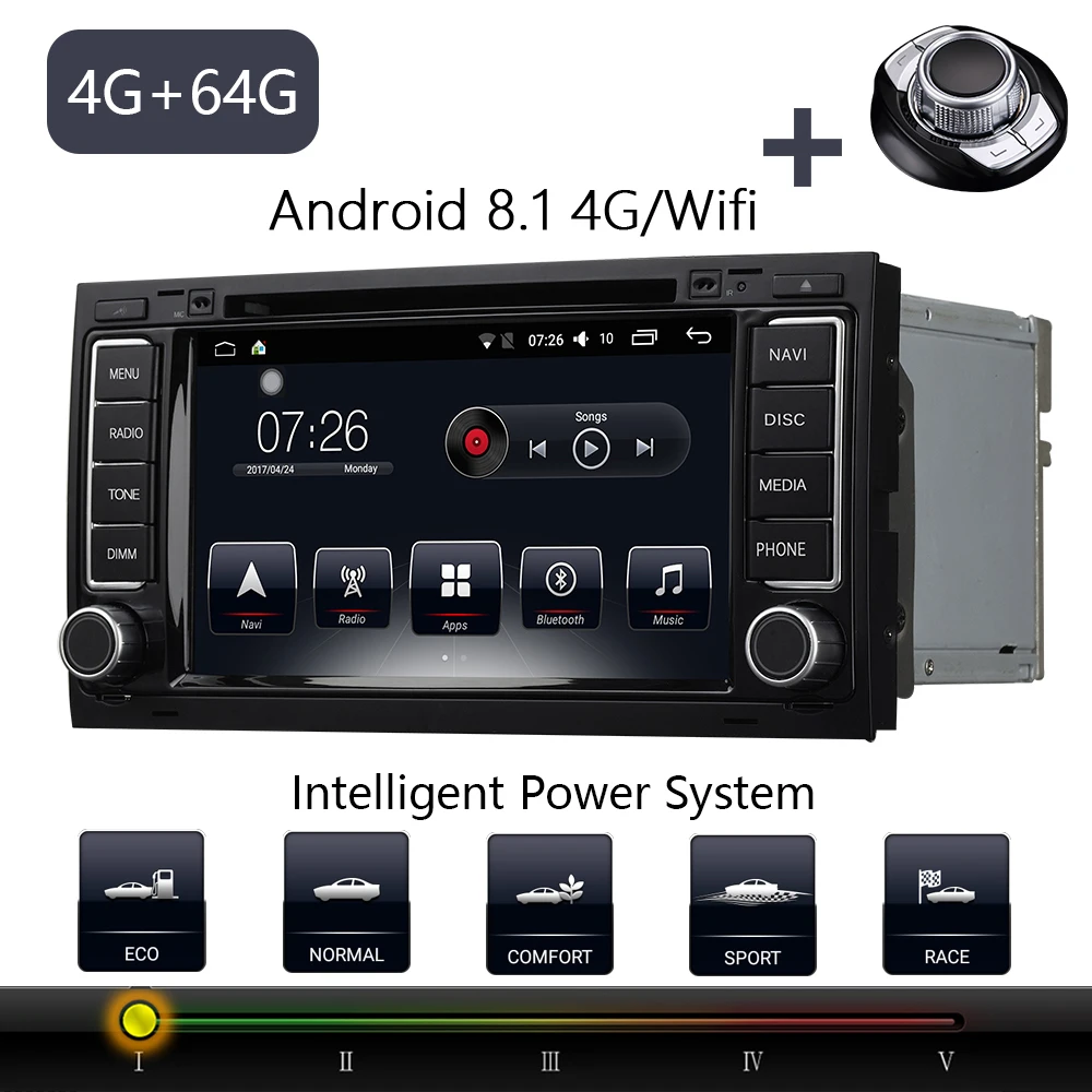 Perfect Car DVD Player Stereo Radio Android 8.1 Bluetooth 7" 4G/32G/64G GPS Navigation forTouareg 2004-2009 Multivan(T5)2008-2015 0