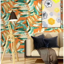 HaokHome винтажная Цветочная настенная бумага для стен 3d оранжевый/зеленый/бежевый Средиземноморский стиль для гостиной контактная бумага Настенный декор