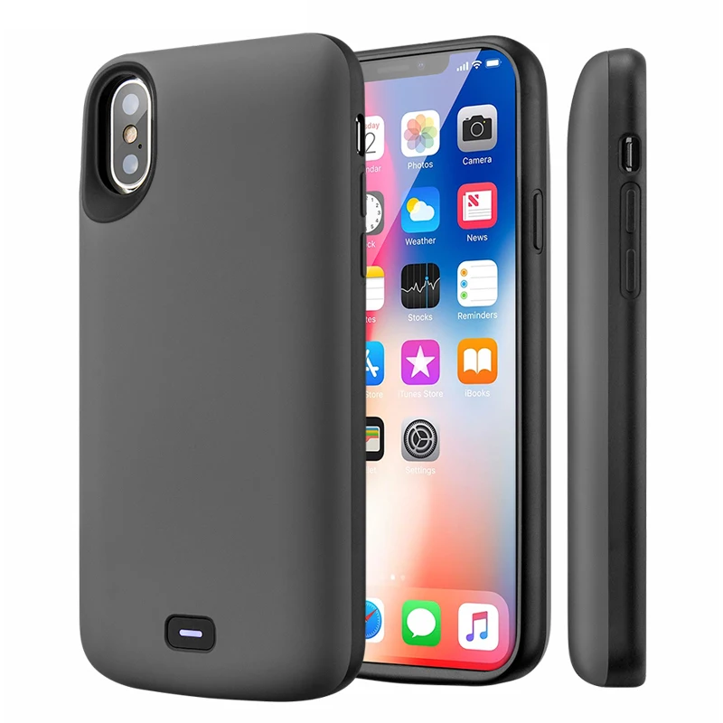Goedkoop Hot Koop 5000 mAh Batterij Oplader Voor iphone X Power Bank Case Draadloze Externe Pack Backup Slanke Draagbare oplader cover